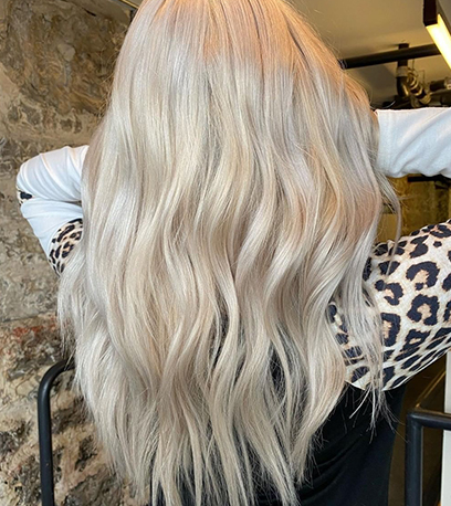 Icy white chocolate hair, created using Wella Professionals